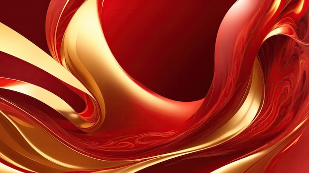 Lebendiges Rot und Gold fließt in einer sanften Welle von abstrakten Hintergründen