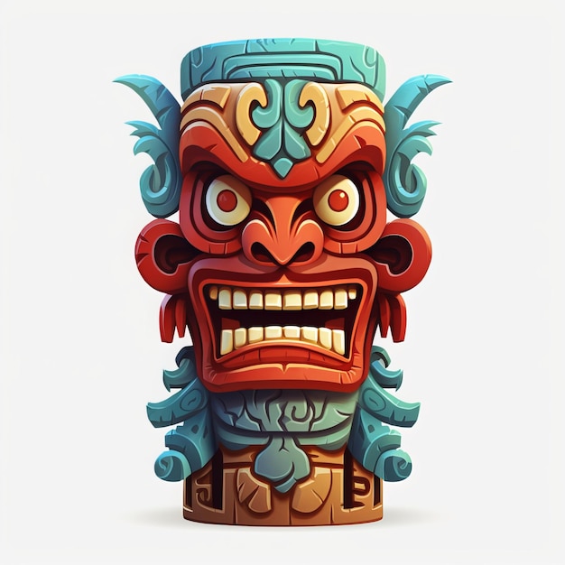 Lebendiges Tiki-Idol, eine farbenfrohe Hommage