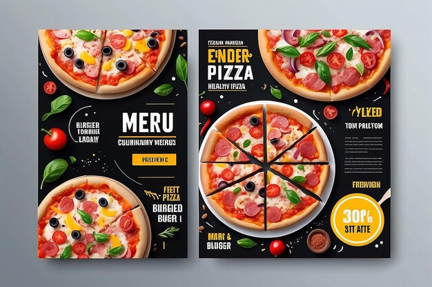 Lebensmittel-Soziale Medien-Feed-Post-Vorlage für das Menü Verkaufsbeförderungsflyer für Pizza-Burger