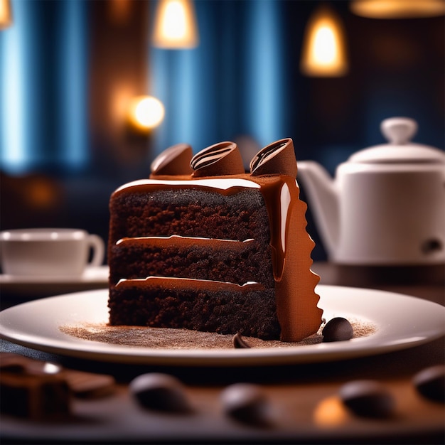 Lebensmittelfotografie Schokoladenkuchen Kaffee in Nizza Capin Eine luxuriöse Küche im Michelin-Stil Tiefe