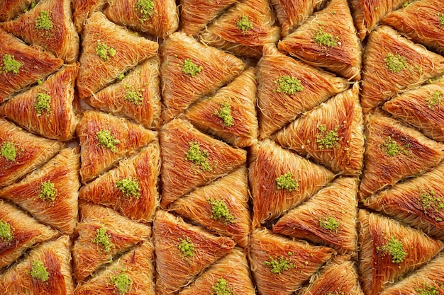 Lebensmittelmusterbeschaffenheit des türkischen Baklavas von oben