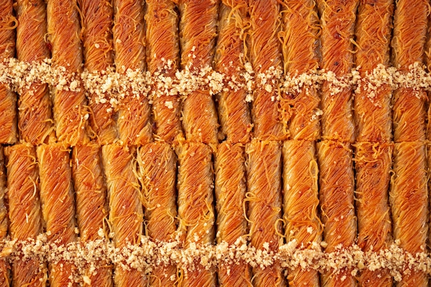 Lebensmittelmusterbeschaffenheit des türkischen Baklavas von oben