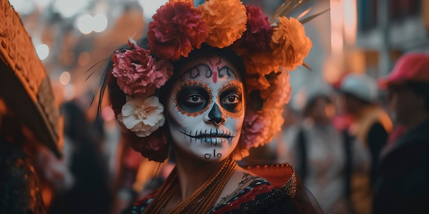 Lebhafte Outdoor-Party zum Dia de los Muertos Generative KI