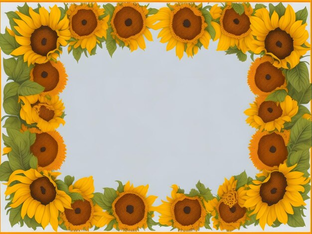 Lebhafte Sonnenblumen-Illustration mit quadratischem Rahmen für sommerliche Designs, generative KI