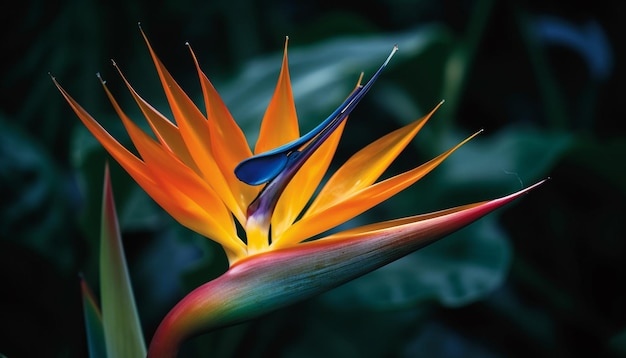 Lebhafte tropische Blumen blühen in Nahaufnahme und zeigen mehrfarbige Blütenblätter, die durch künstliche Intelligenz erzeugt wurden