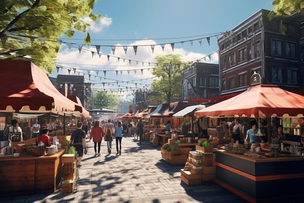 Foto lebhafte und geschäftige marktstände in einem streetfood 00486 00