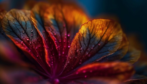 Foto lebhafte violette blütenblätter fallen in die schönheit des nassen herbstwaldes, erzeugt durch künstliche intelligenz