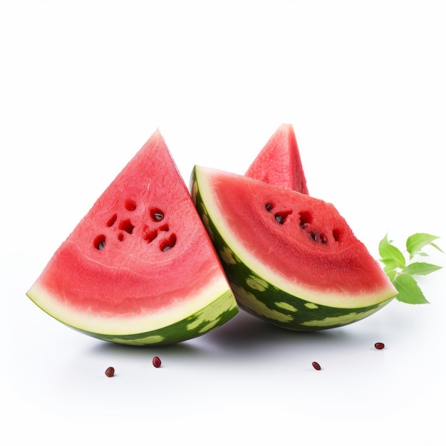 Lebhafte Wassermelonenscheibe auf weißem Hintergrund