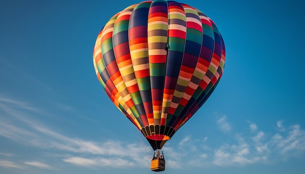 Lebhafter Heißluftballon, der gemächlich durch die Luft gleitet, erzeugt von KI