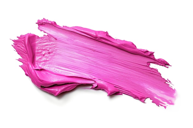 Lebhaftes rosafarbenes Lippenstift-Abstrichmuster isoliert auf weißem Hintergrund mit Hochglanz