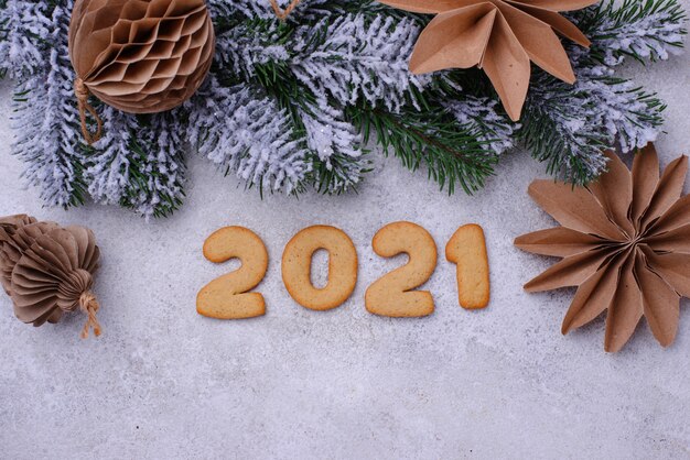 Lebkuchen Neujahrskekse in Form von Zahlen 2020