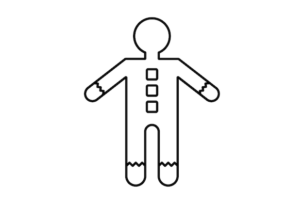 Lebkuchen-Weihnachtslinie-Symbol, minimalistische Symbolkunst, schwarze flache Schildergrafik