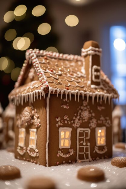 Lebkuchenhaus-Glitzer-Bokeh im Hintergrund