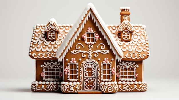 Foto lebkuchenhaus mit weihnachtsdekoration
