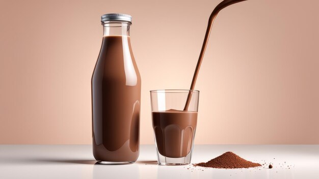 leche de chocolate en un fondo mínimo aislado