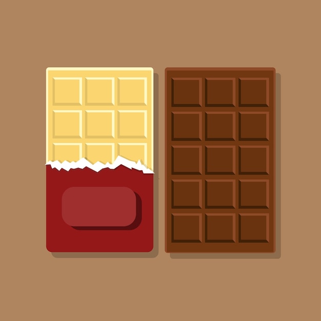Leche y chocolate oscuro con estilo de diseño plano