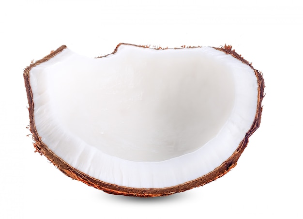 Leche de coco aislado sobre fondo blanco.