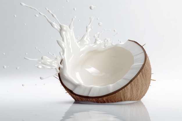 Leche de coco Cáscara natural de verano Generar IA