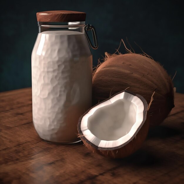 Leche de coco fresca en frasco