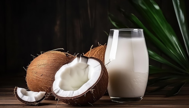 leche de coco en un vaso