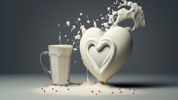 Foto leche de corazón blanco