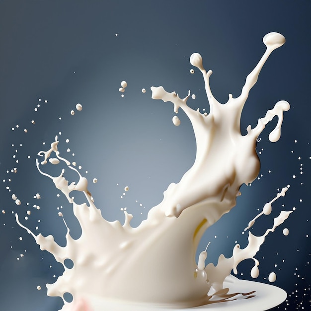 La leche está volando desde el vaso 3d ai drsign