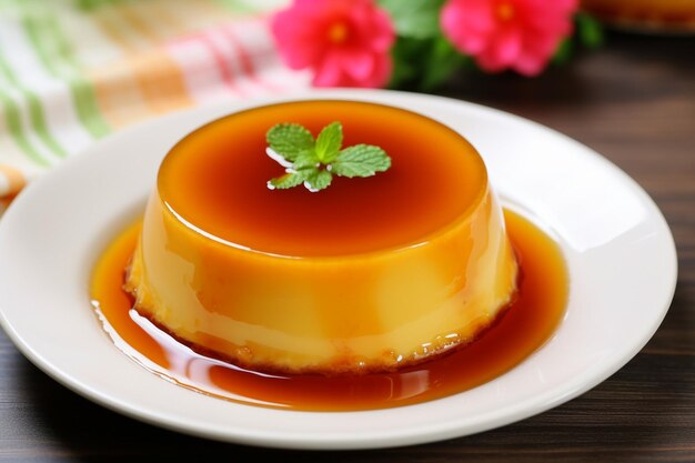 Leche-Flan-Custard aus Eigelb, Kondensmilch und Karamellsirup