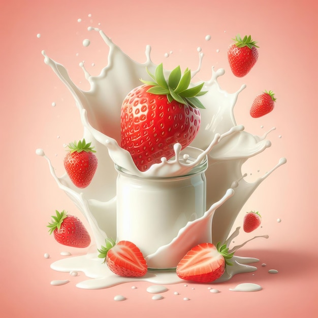 Leche de fresa salpicada