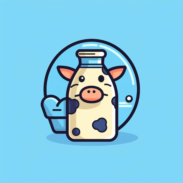 Foto leche logo vector simple color plano