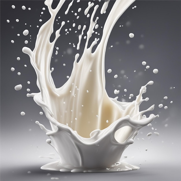 la leche salpica una composición realista con una imagen aislada de un blanco chisporroteante