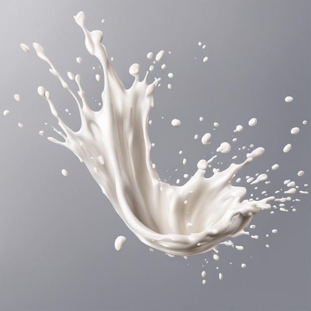 la leche salpica una composición realista con una imagen aislada de un blanco chisporroteante