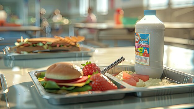 Foto leche saludable para el almuerzo escolar