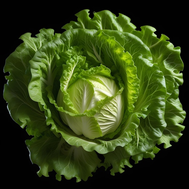 Lechuga sobre un fondo negro aislado