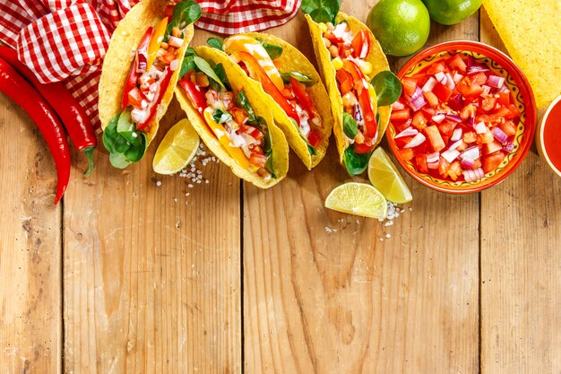 Foto leckere appetitliche tacos mit gemüse