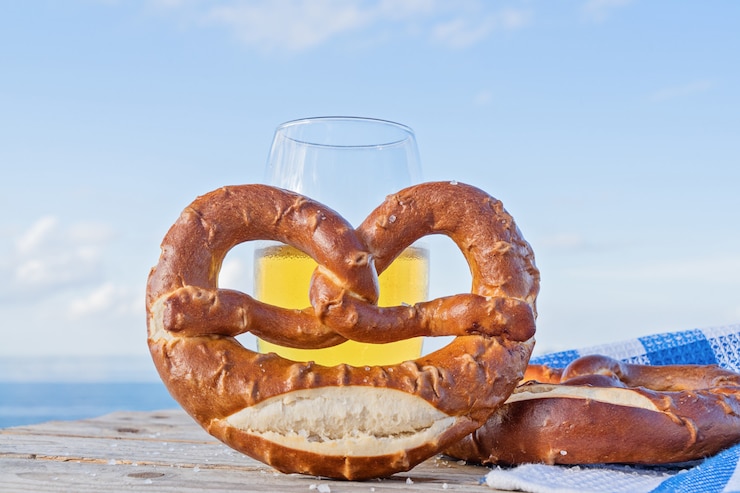 Foto leckere brezel mit salz, deutsches essen