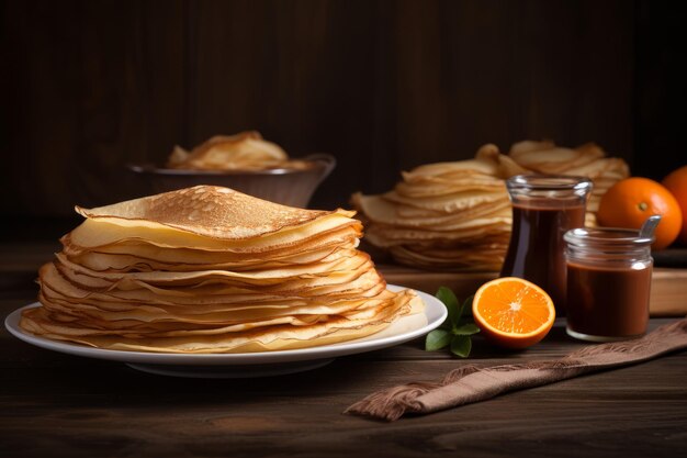 Leckere Crêpes stapeln. Generieren Sie Ai