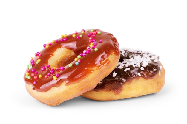 Leckere Donuts isoliert auf weißem Hintergrund