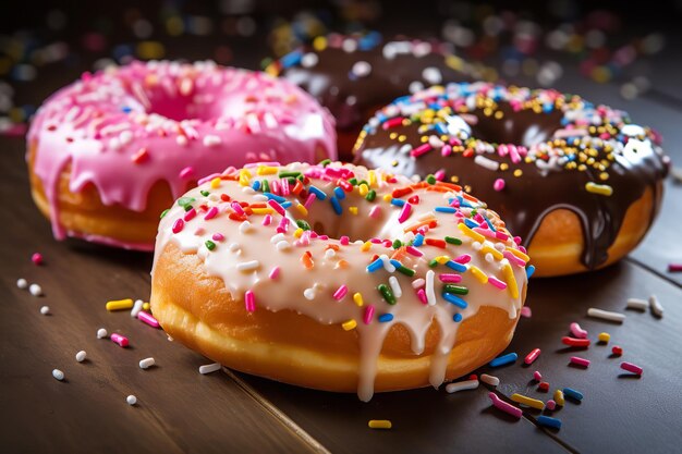 Leckere Donuts zum Frühstück Foto