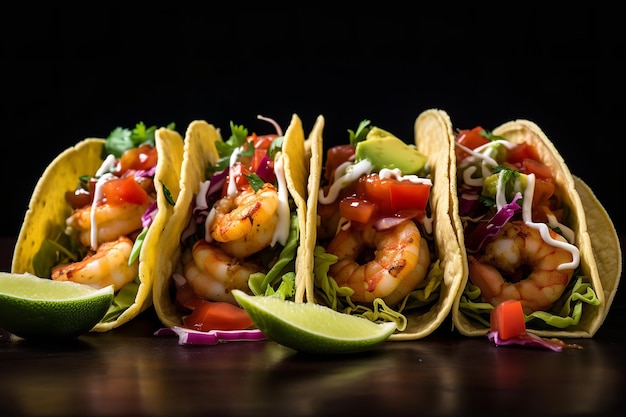 Leckere Garnelen-Tacos mit Avocadoscheiben