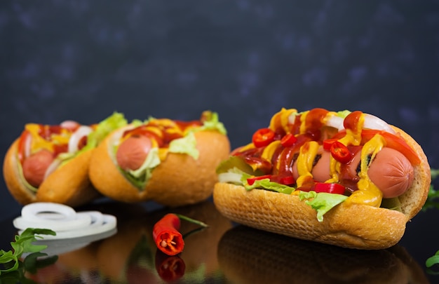 Foto leckere hausgemachte hot dogs