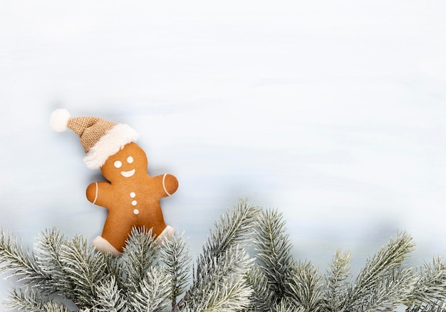 Leckere Lebkuchen und Weihnachtsdekor auf pastellfarbenem Hintergrund.