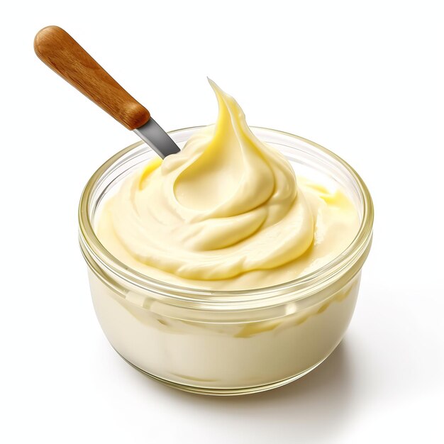 Foto leckere mayonnaise isoliert auf weißem hintergrund