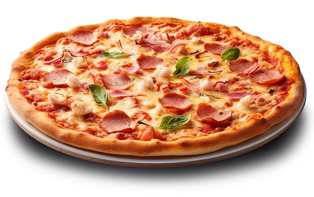 Foto leckere pizza auf holzbrett isoliert auf weißem hintergrund