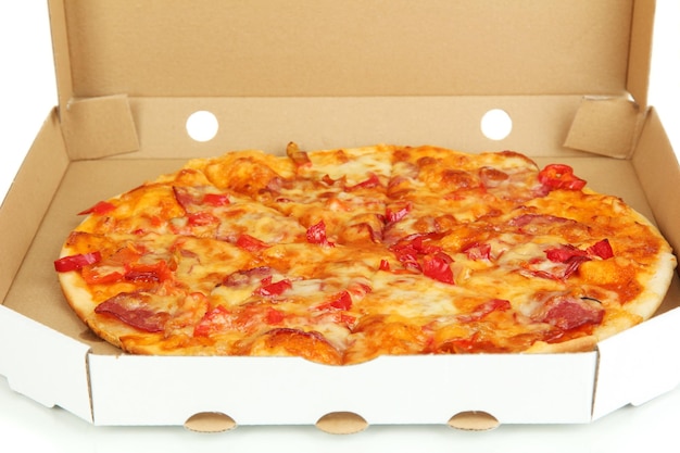 Leckere Pizza in Box-Nahaufnahme