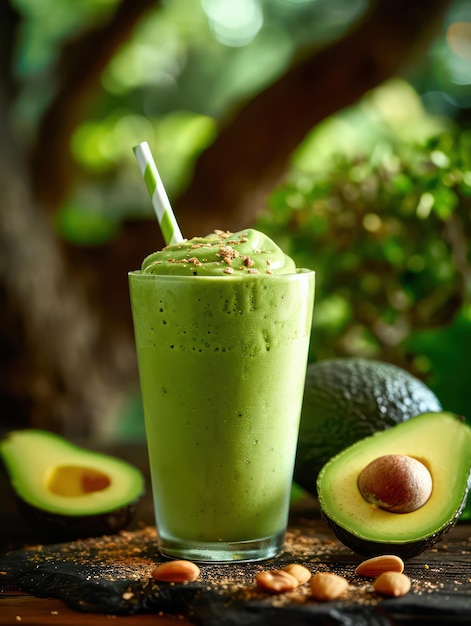 Leckerer Avocado-Smoothie im Glas