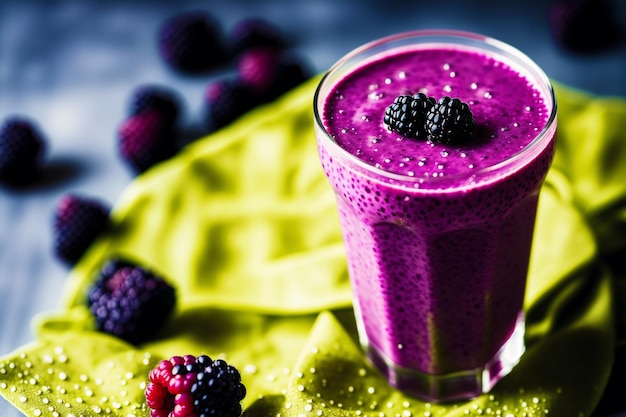 Leckerer Brombeer-Smoothie, Berrylicious Bliss, Brombeer-Smoothie-Genuss, generative KI