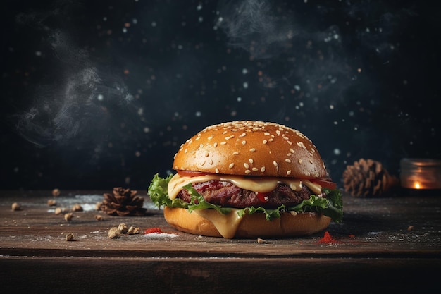 Leckerer Burger mit Fleisch und geschmolzenem Käse Generative AI