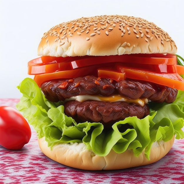 leckerer Fleischburger mit Käse und Salat