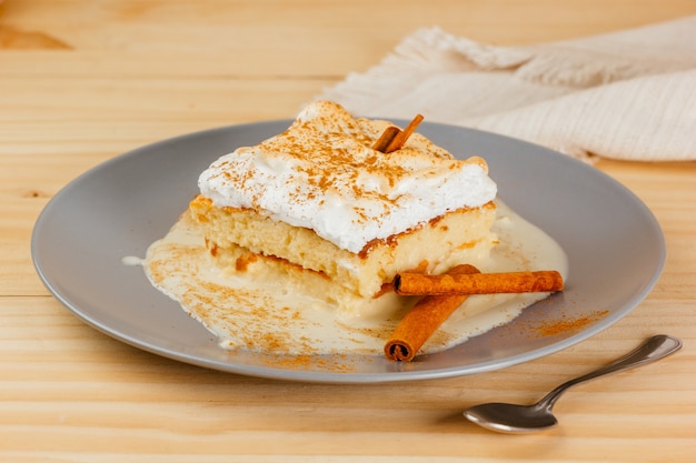 Leckerer und saftiger Dreimilchkuchen mit etwas Zimt, typisch lateinamerikanisches Dessert