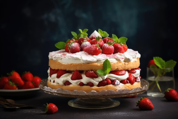 Leckeres Erdbeer-Keks-Kuchen-Torte-Dessert